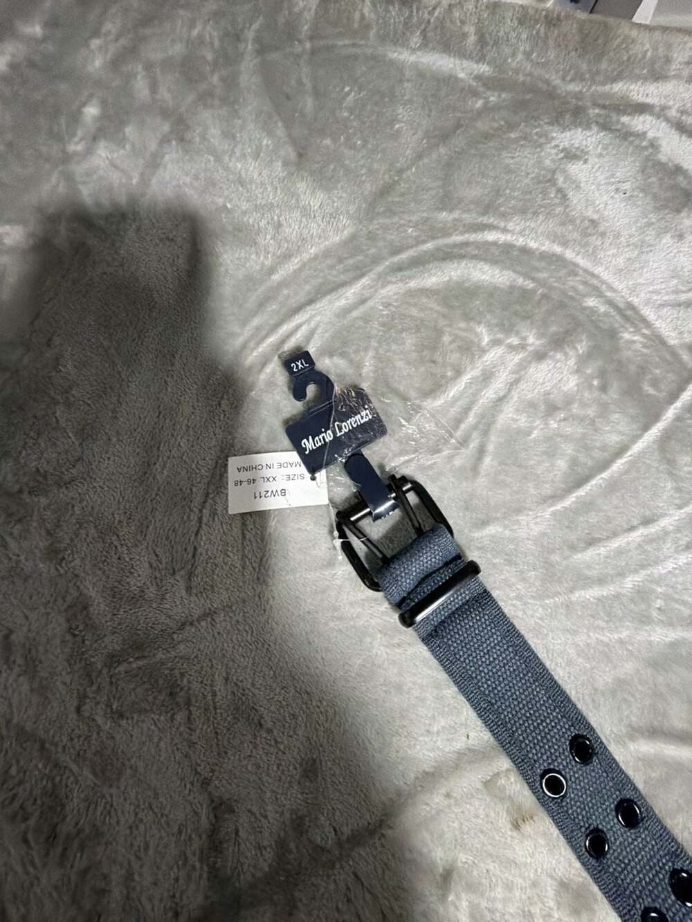 Mario Lorenzi Gray Canvas Double Grommet Belt (Size 2XL/46-48)